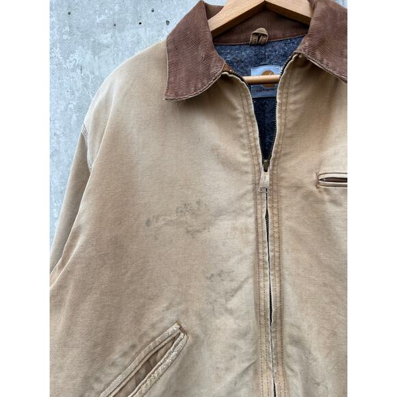 Vintage Union Made Carhartt Detroit Blanket Lined Jacket Workwear 6BLJ 48 Tan - Picture 7 of 16